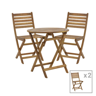mobilier de gradina Fatel-Carpuva set de 3 mese de sufragerie din lemn masiv Natural de salcâm D70x74 cm