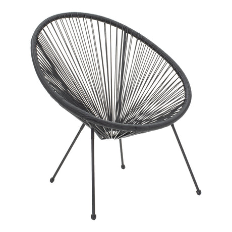 Fotoliu Acapulco cu structură metalică și aspect rattan, Metal și Rattan, Negru, 68x74x84 cm