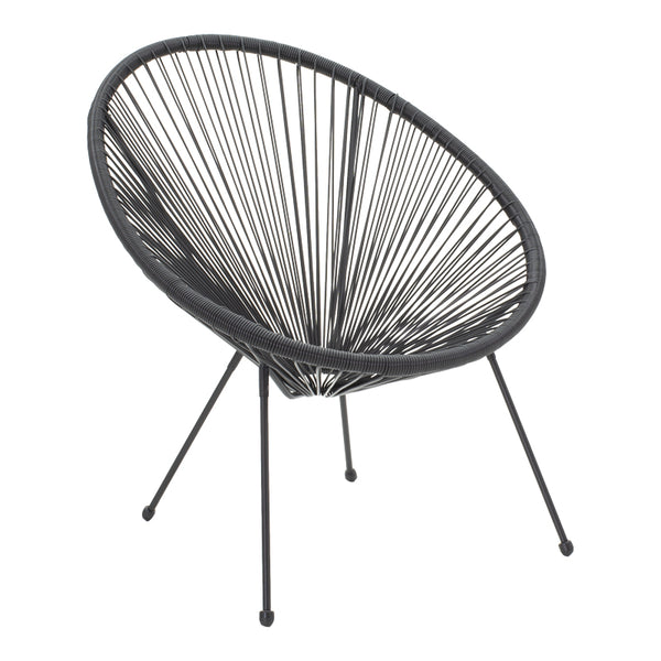 Fotoliu Acapulco cu structură metalică și aspect rattan, Metal și Rattan, Alb - Negru, 68x74x84 cm