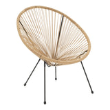 scaun de exterior Fotoliu Acapulco, Metal și Rattan, 68x74x84 cm, Negru-Natural