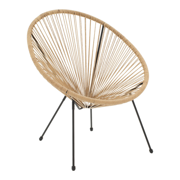 Fotoliu Acapulco, Metal și Rattan, Negru - Natural, 68x74x84 cm