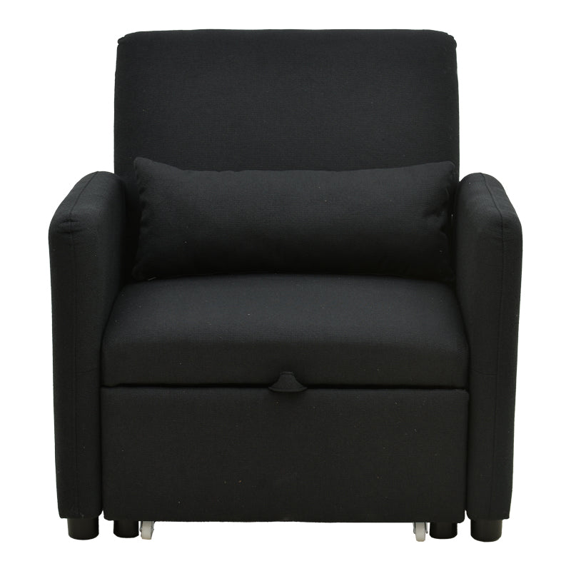 fotoliu-bed Flexa stofă, negru, 85x92x84 cm - Negru