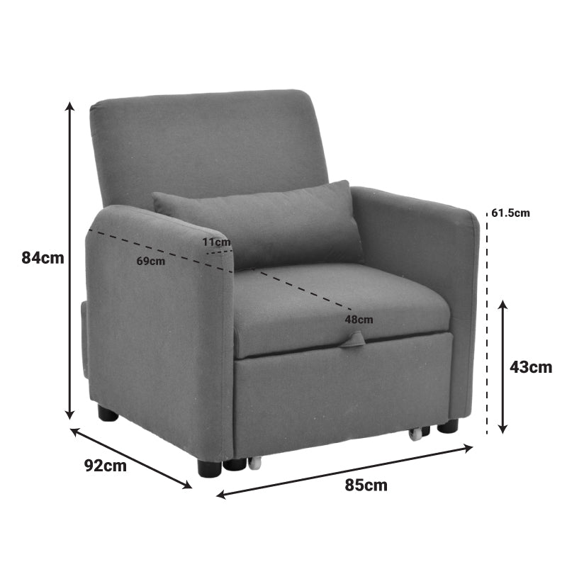 fotoliu-bed Flexa stofă, negru, 85x92x84 cm - Negru
