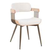 scaun Fotoliu Cameo cu design metalic, stil bronz-alb-spalat-bej, 53x49x75 cm