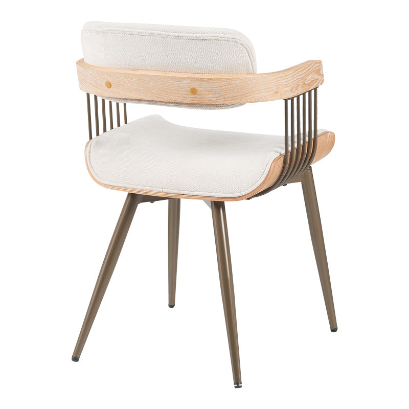 Fotoliu Cameo cu design metalic, stil bronz-alb-spalat-bej, 53x49x75 cm