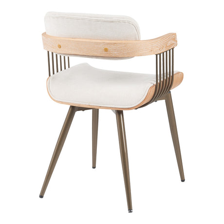Fotoliu Cameo cu design metalic, stil bronz-alb-spalat-bej, 53x49x75 cm