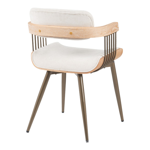 Fotoliu Cameo cu design metalic, stil bronz-alb-spalat-bej, 53x49x75 cm