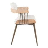 Fotoliu Cameo cu design metalic, stil bronz-alb-spalat-bej, 53x49x75 cm