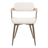 Fotoliu Cameo cu design metalic, stil bronz-alb-spalat-bej, 53x49x75 cm
