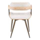 Fotoliu Cameo cu design metalic, stil bronz-alb-spalat-bej, 53x49x75 cm