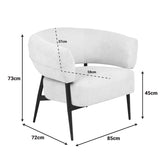 Fotoliu confort Penfel cu functie relaxare Crem, Picioare metal, Negru, 85x72x73 cm, foto produs 6