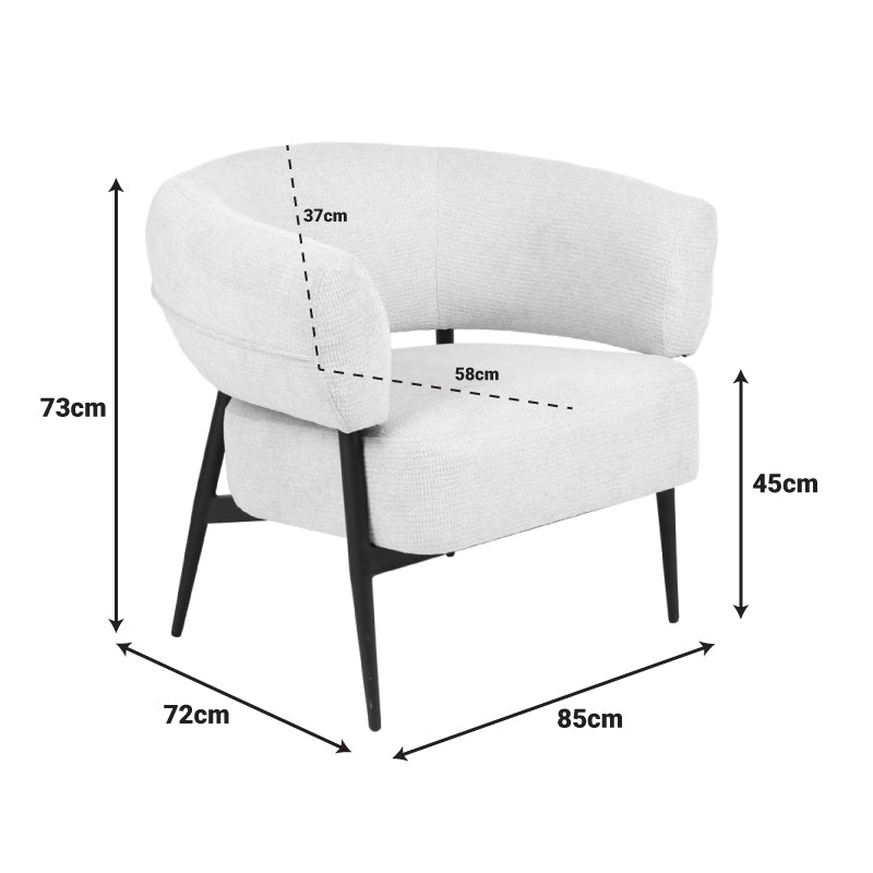Fotoliu confort Penfel cu functie relaxare Crem, Picioare metal, Negru, 85x72x73 cm, foto produs 6
