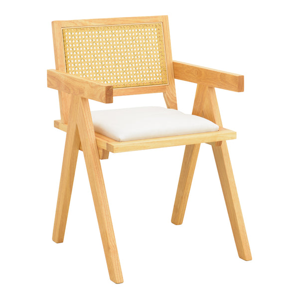 Fotoliu cu design elegant Winslow, Lemn de Rubberwood, Alb, 51x54x80 cm