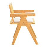 Fotoliu cu design elegant Winslow, Lemn de Rubberwood, Alb, 51x54x80 cm