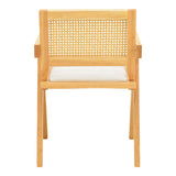 Fotoliu cu design elegant Winslow, Lemn de Rubberwood, Alb, 51x54x80 cm