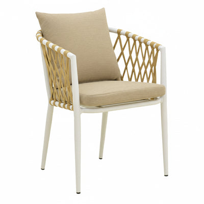 scaun de exterior Fotoliu cu șezut Peluxe, Aluminiu/Frânghie, Tapițerie Beige, 54x62x75 cm