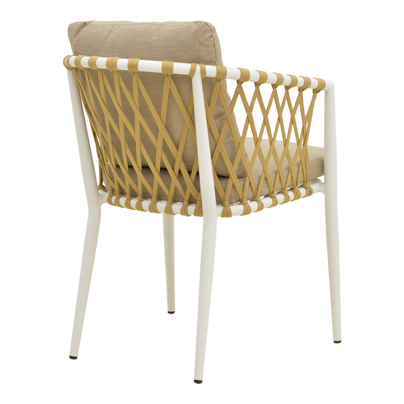 Fotoliu cu șezut Peluxe, Aluminiu/Frânghie, Tapițerie, Beige, 54x62x75 cm