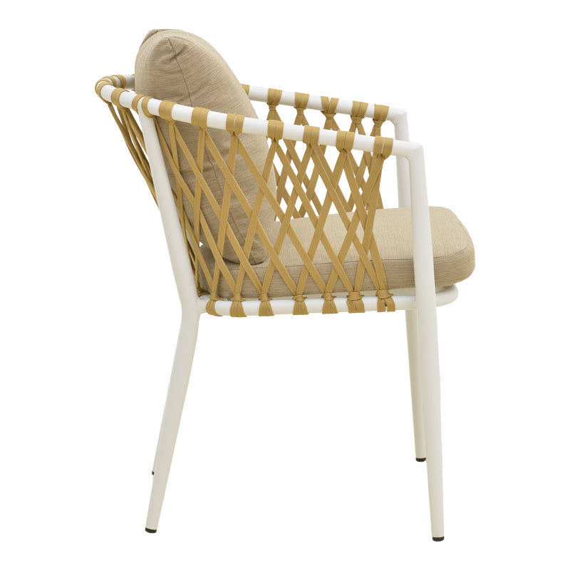Fotoliu cu șezut Peluxe, Aluminiu/Frânghie, Tapițerie, Beige, 54x62x75 cm