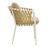 Fotoliu cu șezut Peluxe, Aluminiu/Frânghie, Tapițerie, Beige, 54x62x75 cm