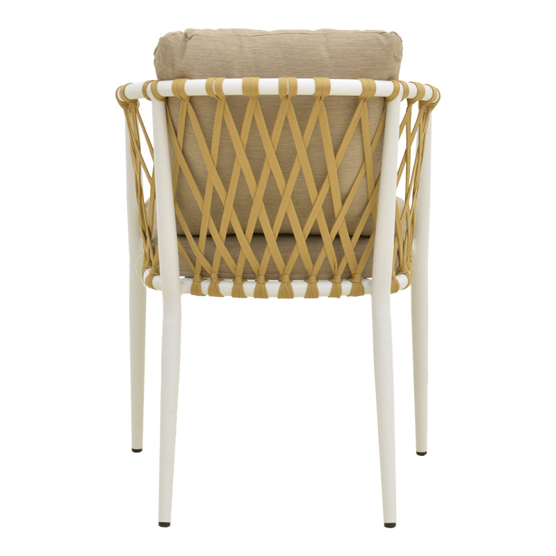 Fotoliu cu șezut Peluxe, Aluminiu/Frânghie, Tapițerie, Beige, 54x62x75 cm