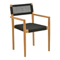 scaun Fotoliu cu structură din lemn de teak, șnur negru, 54x52x80 cm