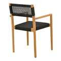 Fotoliu cu structură din lemn de teak, șnur, negru, 54x52x80 cm, detaliu produs