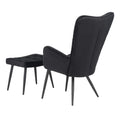 Fotoliu cu taburet Dorita catifea, neagra, 68x76x103 cm, imagine suplimentara