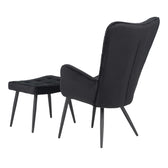 Fotoliu cu taburet Dorita catifea, neagra, 68x76x103 cm, imagine suplimentara