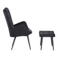 Fotoliu cu taburet Dorita catifea, neagra, 68x76x103 cm, detaliu produs