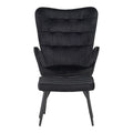 Fotoliu cu taburet Dorita catifea, neagra, 68x76x103 cm, perspectiva suplimentara