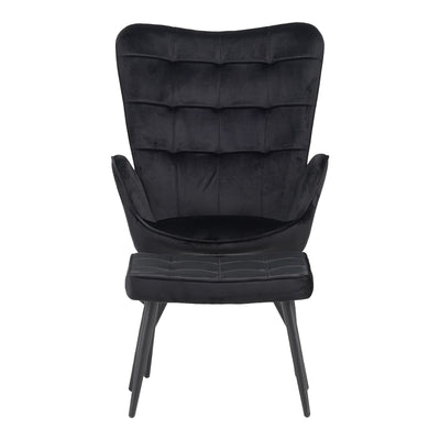 Fotoliu cu taburet Dorita catifea, neagra, 68x76x103 cm, perspectiva suplimentara