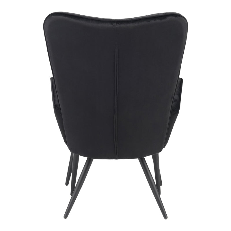 Fotoliu cu taburet Dorita catifea, neagra, 68x76x103 cm, foto produs