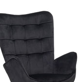 Fotoliu cu taburet Dorita catifea, neagra, 68x76x103 cm, foto produs 6