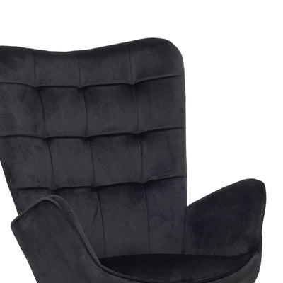 Fotoliu cu taburet Dorita catifea, neagra, 68x76x103 cm, foto produs 6