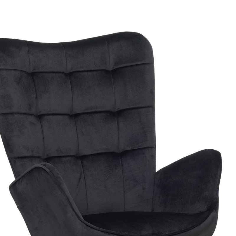 Fotoliu cu taburet Dorita catifea, neagra, 68x76x103 cm, foto produs 6
