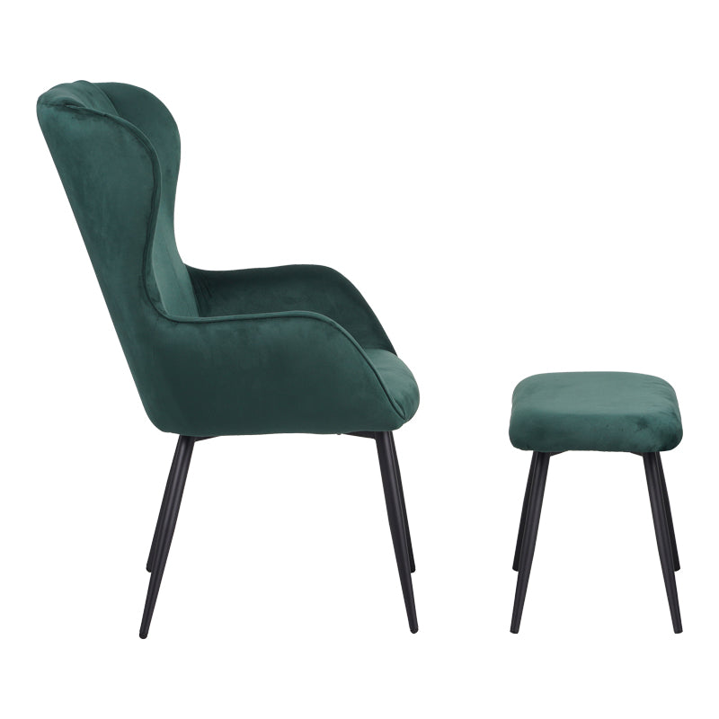 Fotoliu cu taburet Rueda, Verde inchis, 71x66x99 cm