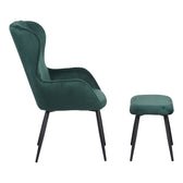 Fotoliu cu taburet Rueda, Verde inchis, 71x66x99 cm, perspectiva suplimentara