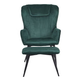 Fotoliu cu taburet Rueda, Verde inchis, 71x66x99 cm