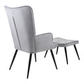 Fotoliu cu taburet Siella, catifea gri, picioare metal, negru, 59x67x94 cm, imagine suplimentara