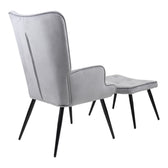 Fotoliu cu taburet Siella, catifea gri, picioare metal, negru, 59x67x94 cm, imagine suplimentara