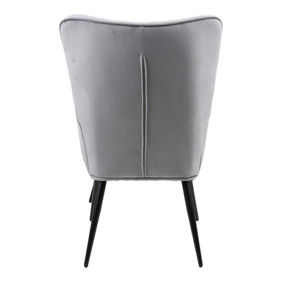 Fotoliu cu taburet Siella, catifea gri, picioare metal, negru, 59x67x94 cm, foto produs