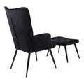 Fotoliu cu taburet Siella, Negru, Catifea, metal, 59x67x94 cm, imagine suplimentara