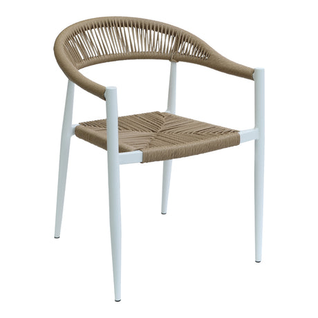 Fotoliu de gradina Fagen alb aluminiu Natural textilena, 56x60x78 cm