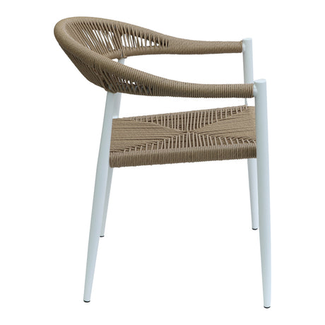 Fotoliu de gradina Fagen alb aluminiu Natural textilena, 56x60x78 cm