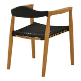 Fotoliu exterior Ganny, lemn de tec si franghie PE, 59x56x71 cm - Negru