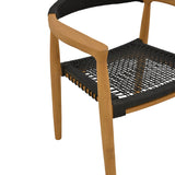 Fotoliu exterior Ganny, lemn de tec si franghie PE, 59x56x71 cm - Negru