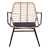 Fotoliu de gradina Naoki cu perna pe picior Natural-metal, negru, 58x63x81 cm, imagine suplimentara