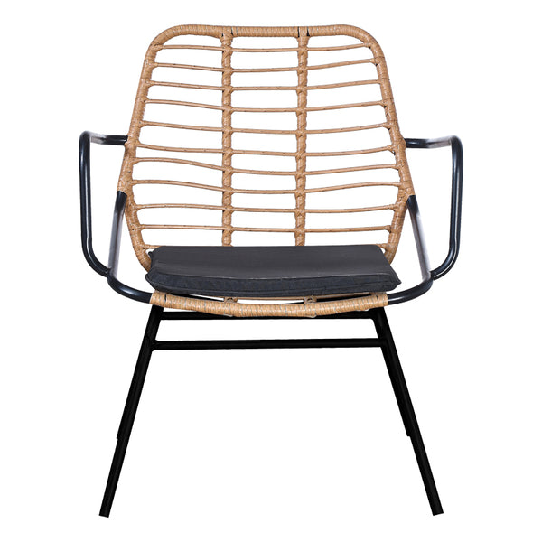 Fotoliu de gradina Naoki cu perna pe picior Natural-metal, negru, 58x63x81 cm