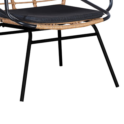 Fotoliu de gradina Naoki cu perna pe picior Natural-metal, negru, 58x63x81 cm, perspectiva suplimentara