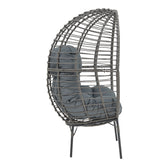 Fotoliu de gradina Nestie ratan picioare metal gri perna, gri, 102x80x155 cm, detaliu produs